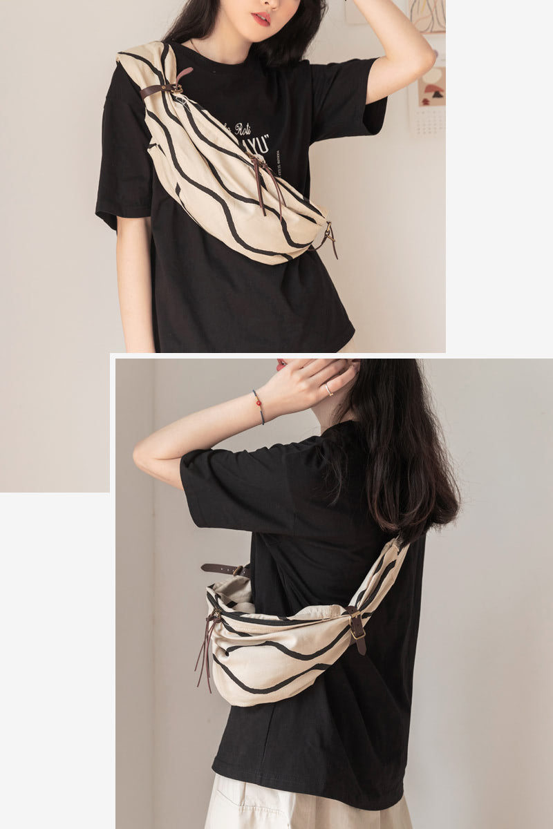 Casual chest bag simple canvas shoulder bag backpack