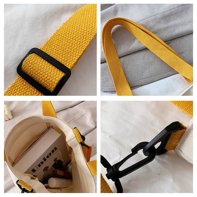 Large-capacity canvas stitching tote bag shoulder bag  | IFAUN