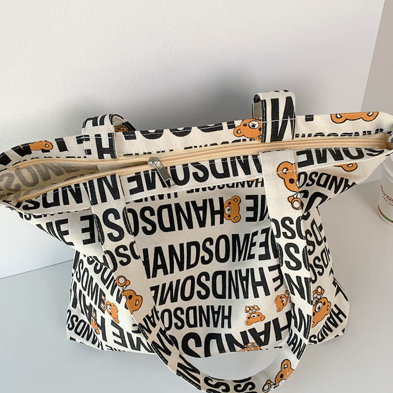 Large capacity canvas bag, letter tote bag  | IFAUN