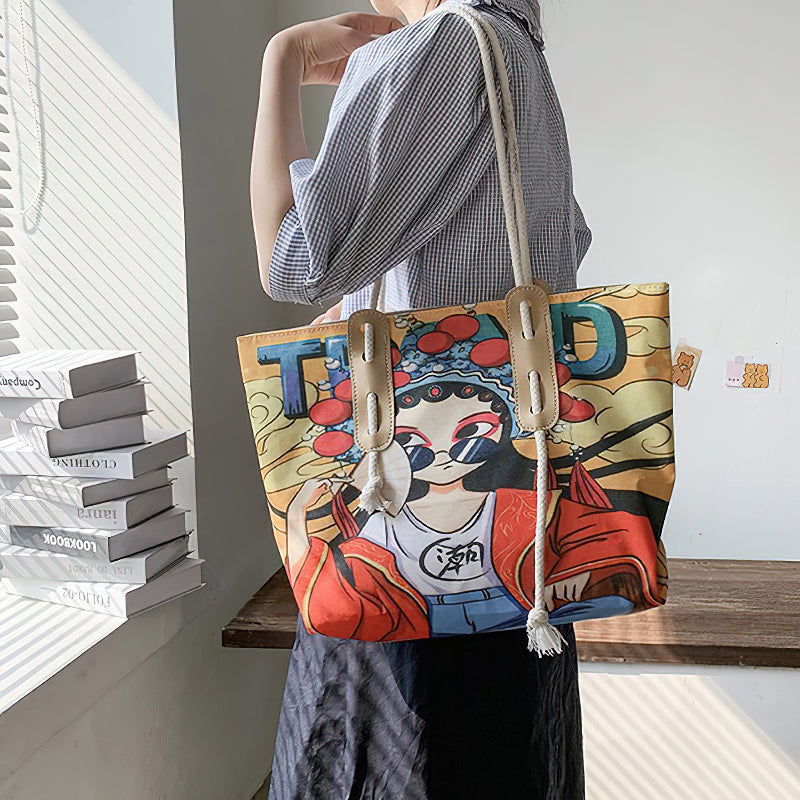 Fashion canvas shoulder bag large capacity portable tote bag  | IFAUN