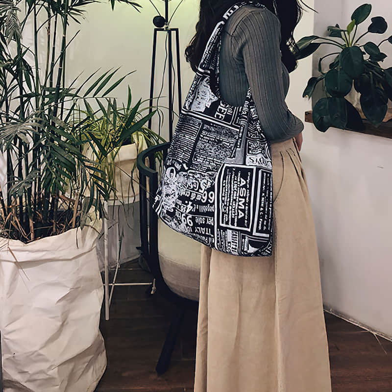 Retro leopard print shoulder bag women fashion simple portable canvas bag  | IFAUN