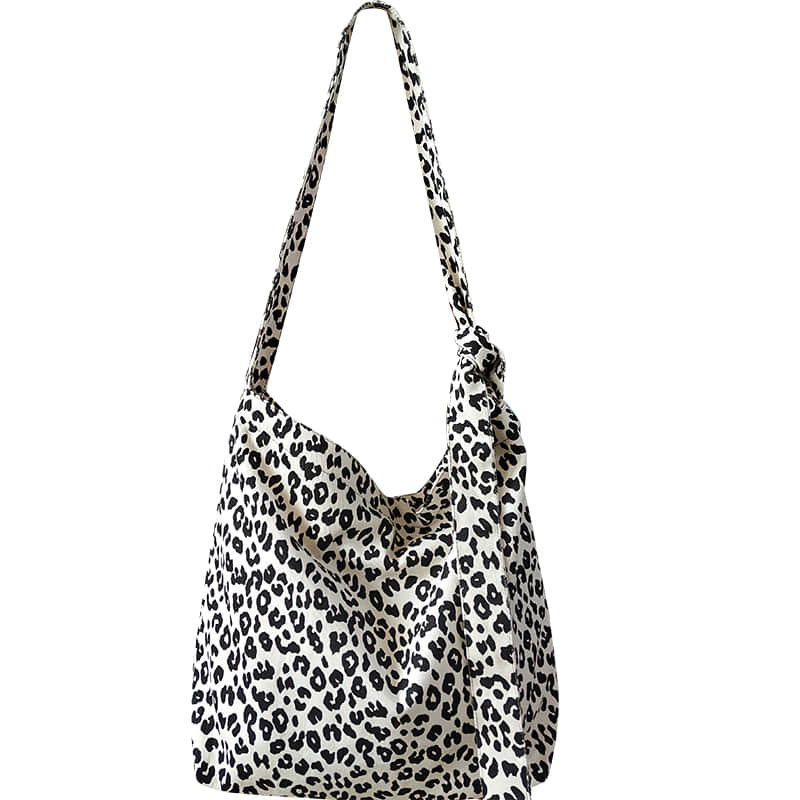 Retro leopard print shoulder bag womens fashion canvas bag  | IFAUN