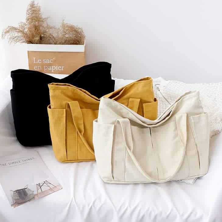 Casual large-capacity shopping bag simple one-shoulder big bag broadband tote bag  | IFAUN