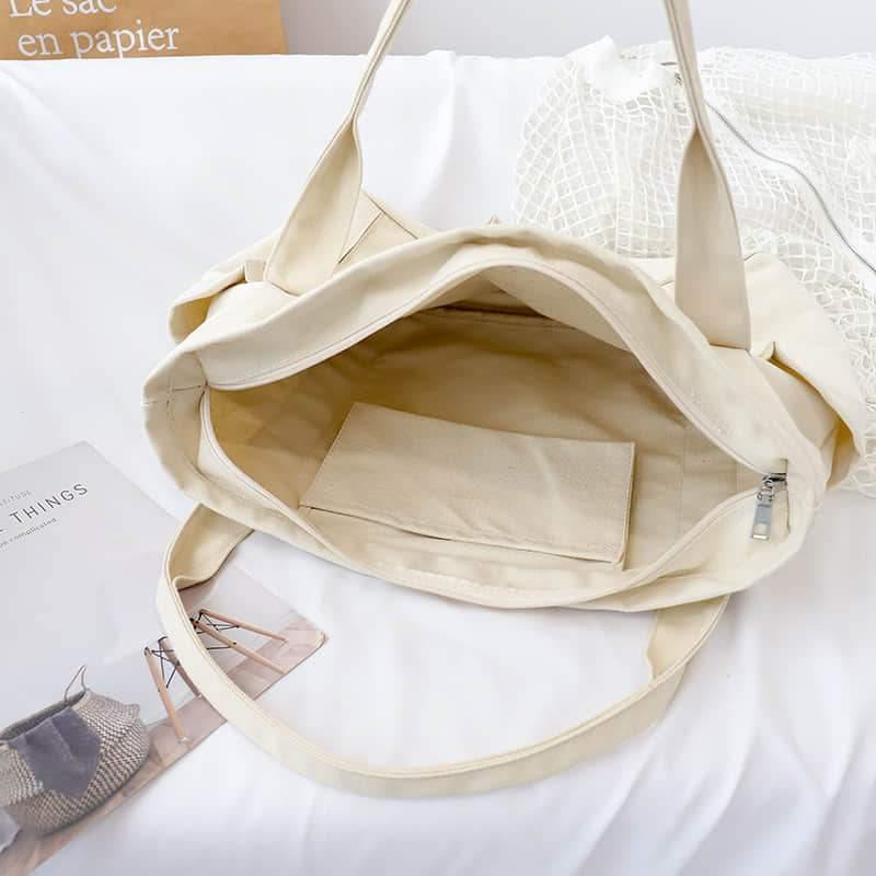 Casual large-capacity shopping bag simple one-shoulder big bag broadband tote bag  | IFAUN