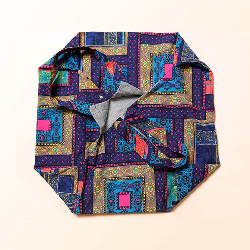 Casual cotton large-capacity patchwork printed shoulder bag  | IFAUN