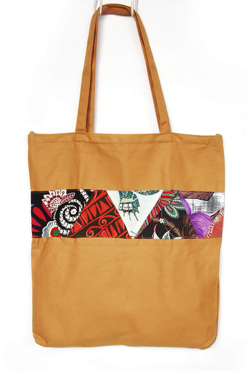Printed patchwork canvas bag Yellow | IFAUN