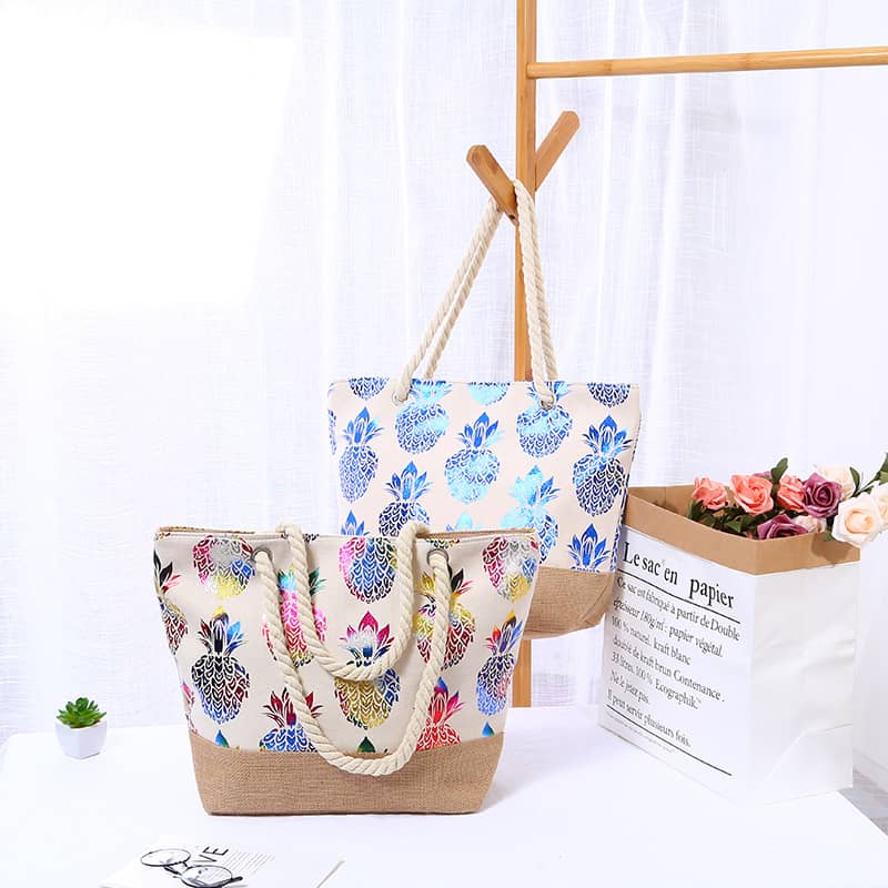 Simple pineapple print tote shopping bag – IFAUN