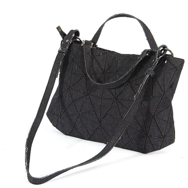 Diamond embossed denim bag Black | IFAUN