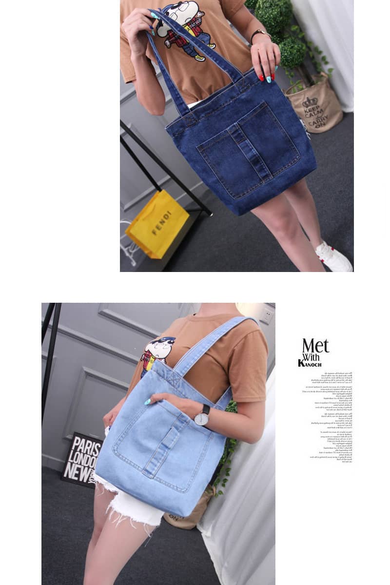 Casual street canvas denim shoulder bag  | IFAUN
