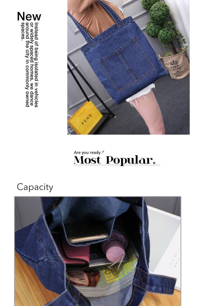 Casual street canvas denim shoulder bag  | IFAUN