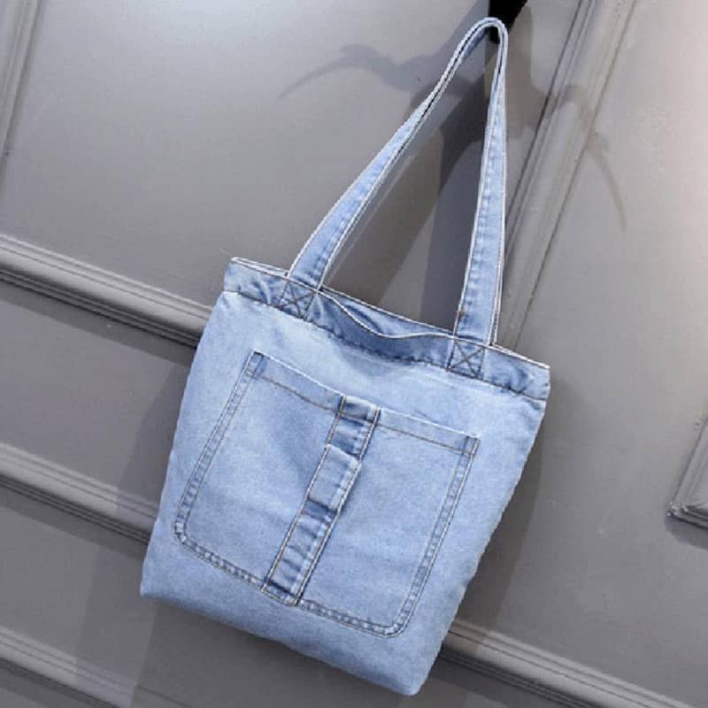 Casual street canvas denim shoulder bag B / LightBlue | IFAUN