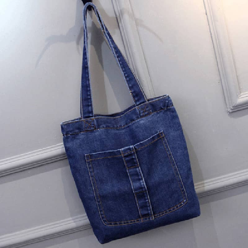 Casual street canvas denim shoulder bag B / DarkBlue | IFAUN