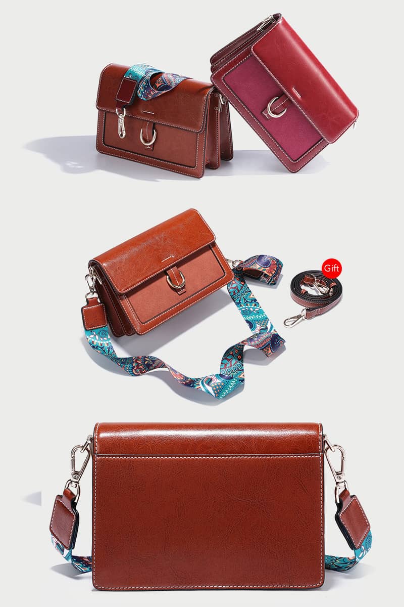 Fashion PU  leather shoulder crossbody wide band small square bag