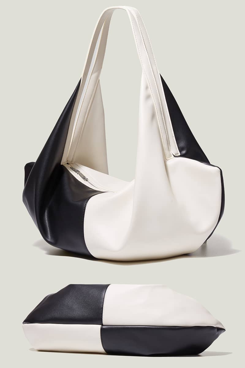 Contrasting PU Tote Bag
