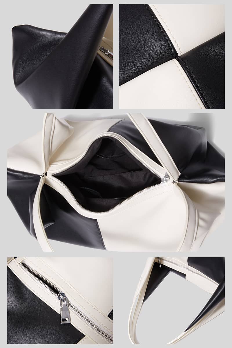 Contrasting PU Tote Bag