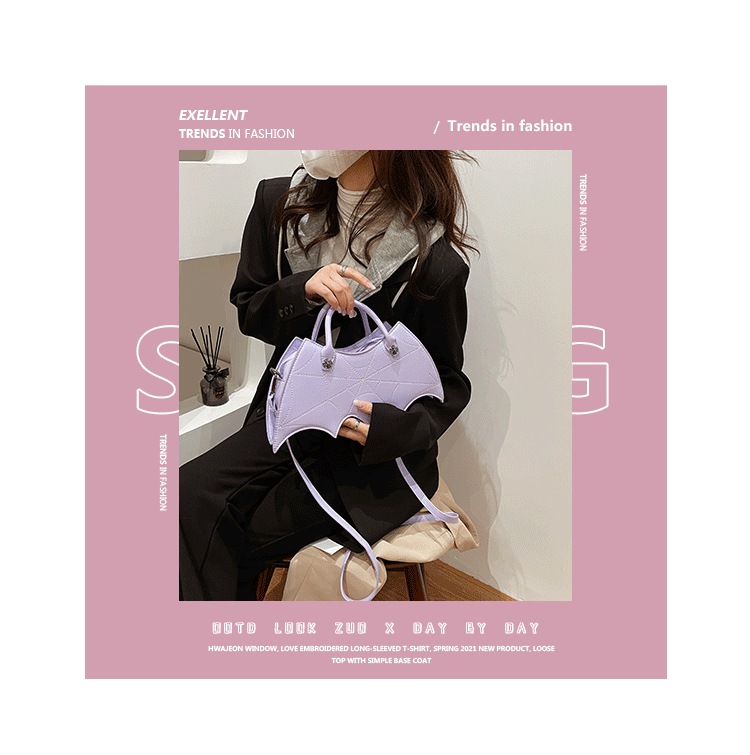 Embroidered bat pu handbag
