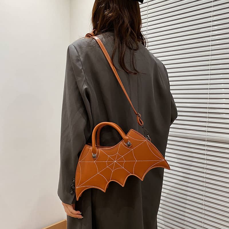 Embroidered bat pu handbag