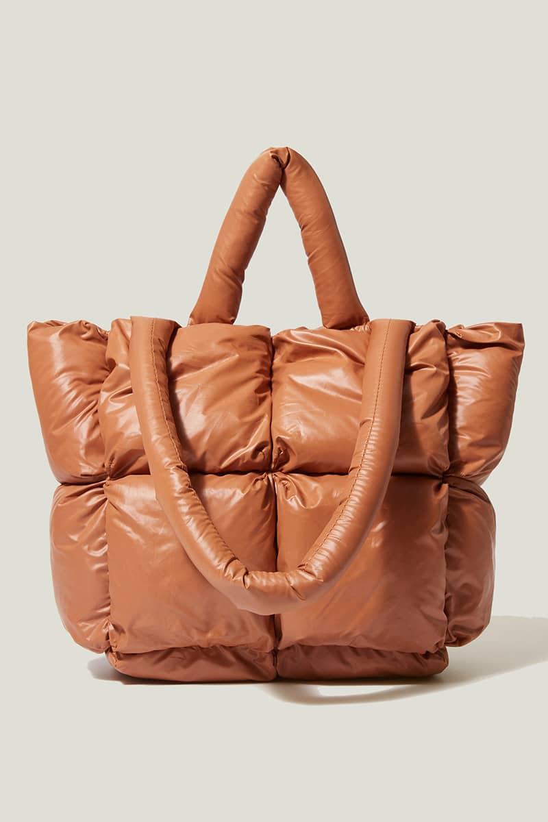 Space Bag Solid Color Soft Check Padded Shoulder Bag