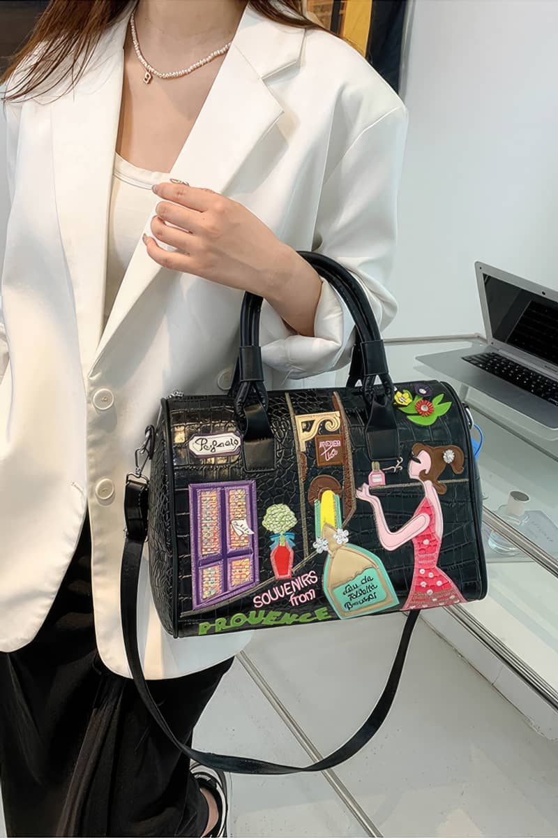 Mexican Style Shoulder Bag Large Capacity Portable Boston Bucket Bag