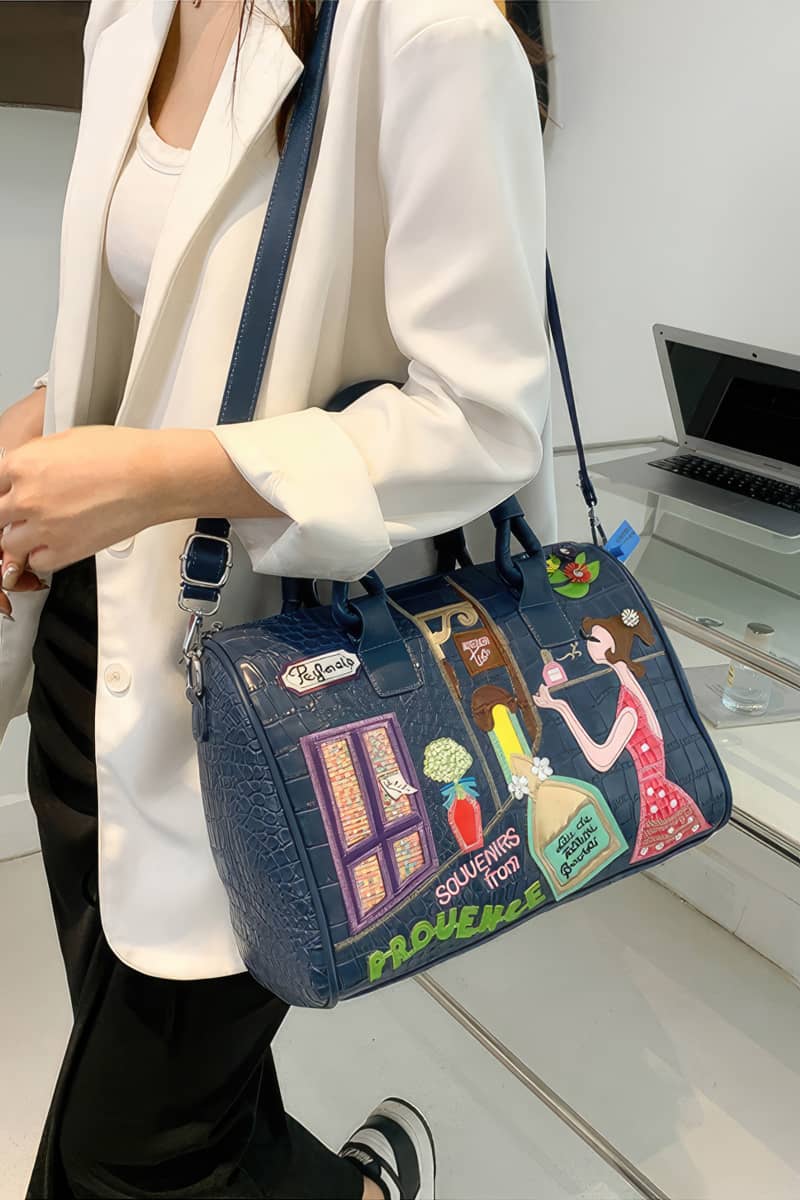 Mexican Style Shoulder Bag Large Capacity Portable Boston Bucket Bag