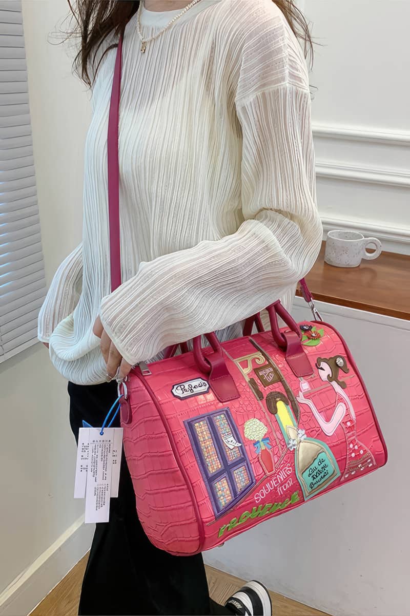 Mexican Style Shoulder Bag Large Capacity Portable Boston Bucket Bag