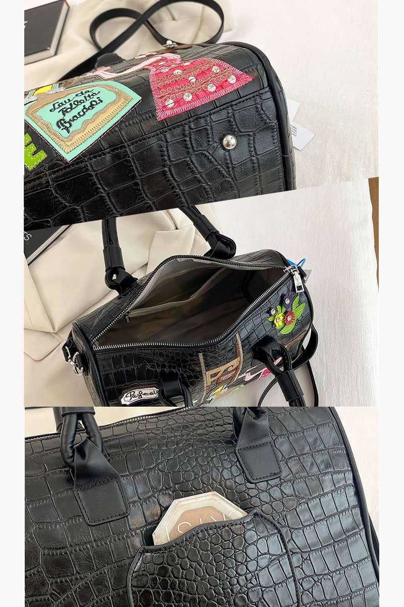 Mexican Style Shoulder Bag Large Capacity Portable Boston Bucket Bag