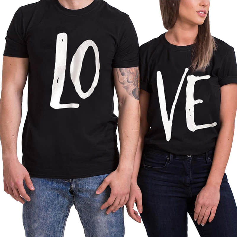 Loves printed short-sleeved round neck T-shirt / Letter  | IFAUN