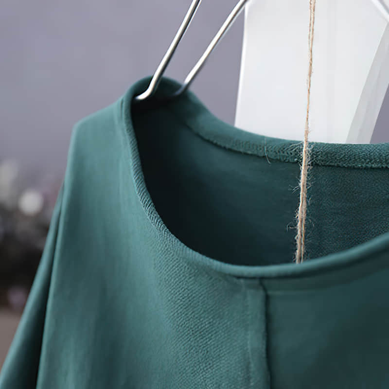 Cotton short-sleeved T-shirt summer plus size stitching top women  | IFAUN