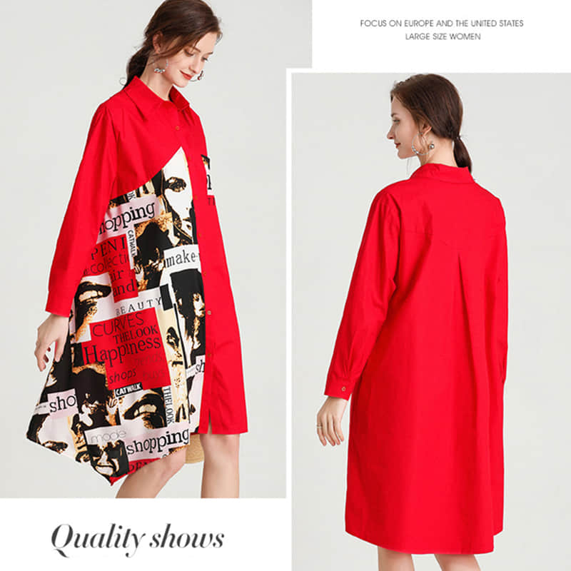 Women's plus size mid-length shirt  | IFAUN