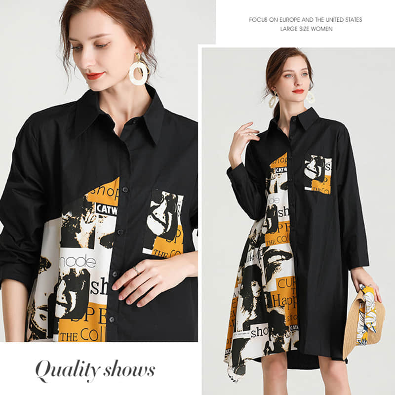 Women's plus size mid-length shirt  | IFAUN