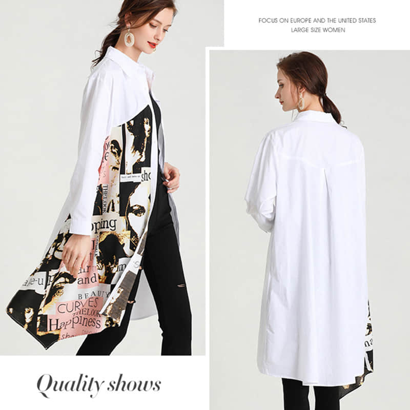 Women's plus size mid-length shirt  | IFAUN