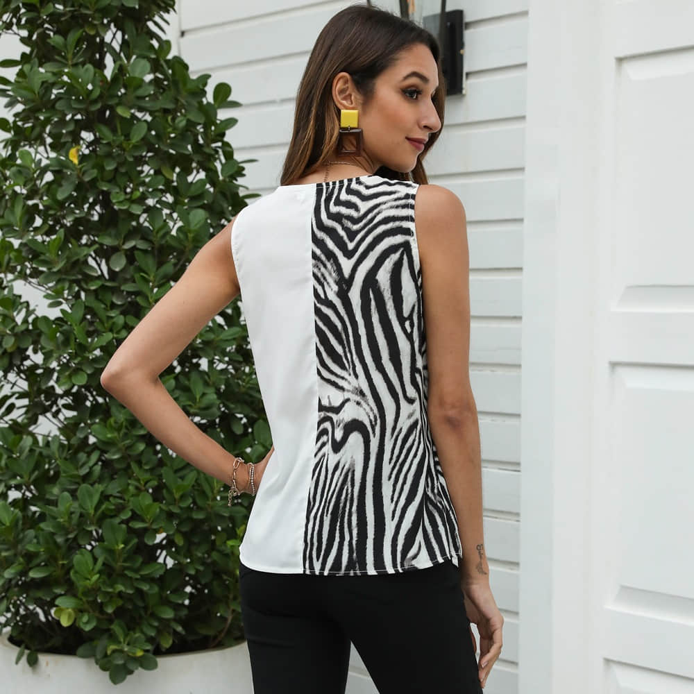 Women's two-tone stitching bow camisole T-shirt  | IFAUN