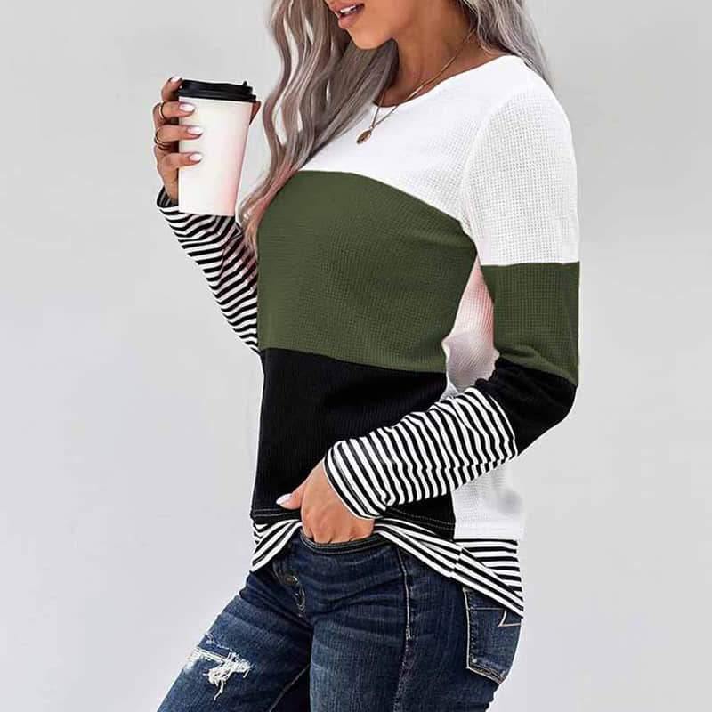 stitching long-sleeved top casual T-shirt  | IFAUN