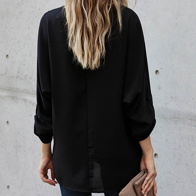 Women's solid color loose pullover shirt fashion top  | IFAUN