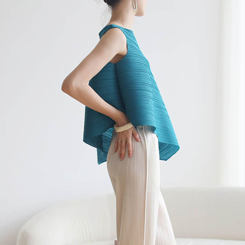 Fashion and simple temperament sleeveless round neck top T-shirt  | IFAUN