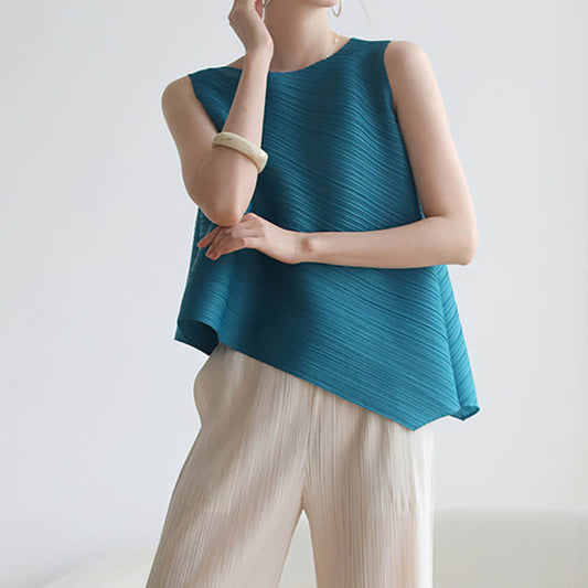 Fashion and simple temperament sleeveless round neck top T-shirt  | IFAUN