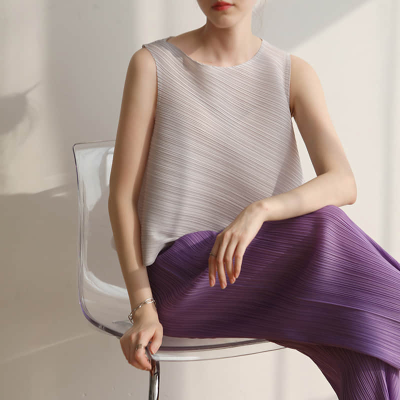 Fashion and simple temperament sleeveless round neck top T-shirt  | IFAUN