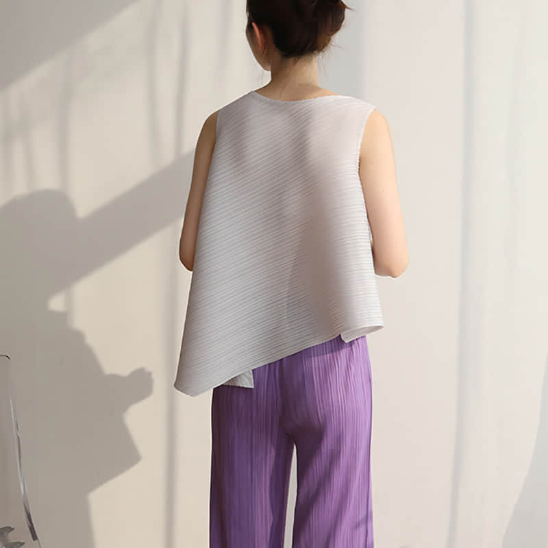 Fashion and simple temperament sleeveless round neck top T-shirt  | IFAUN