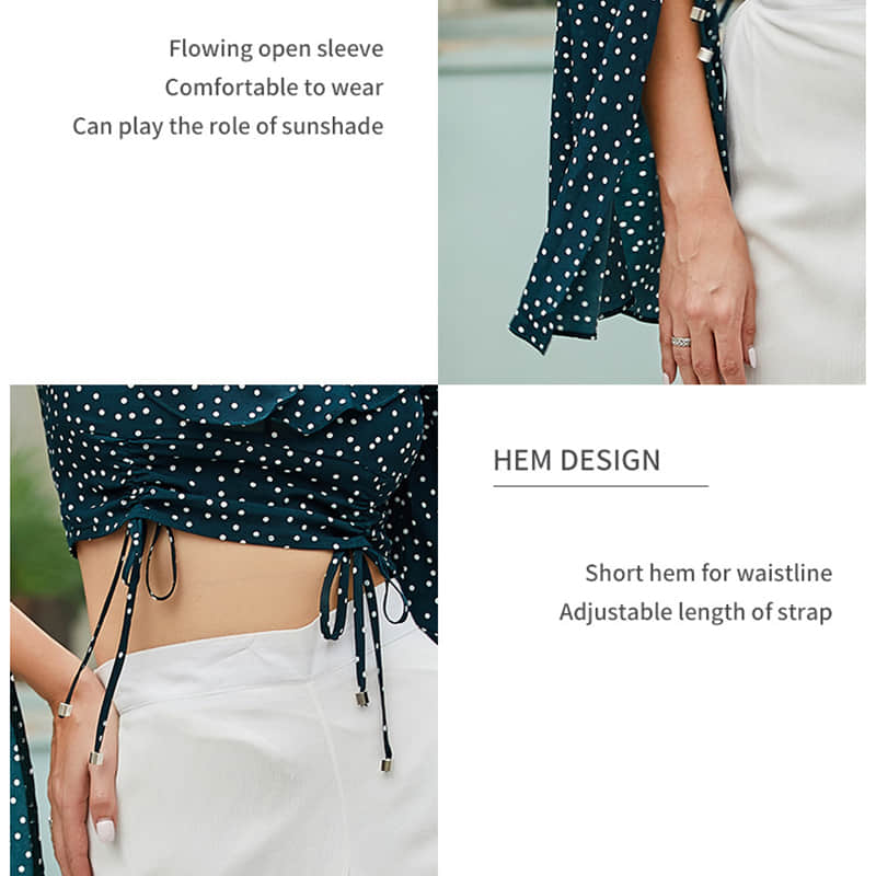 Fashion retro polka dot chiffon long sleeve top  | IFAUN