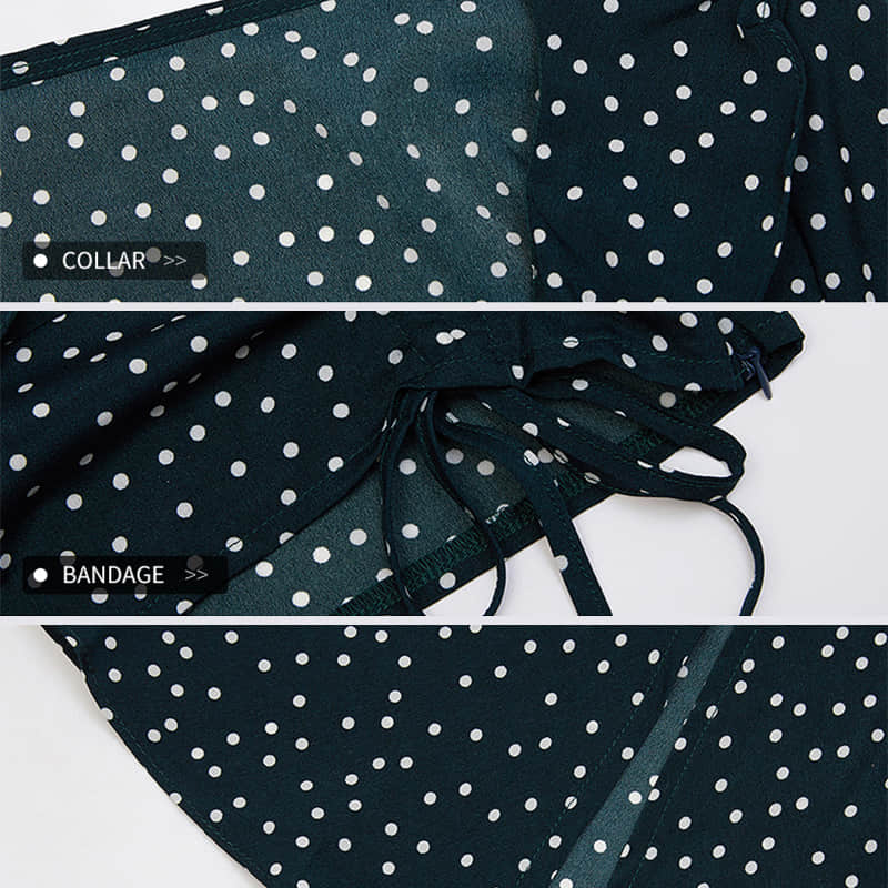 Fashion retro polka dot chiffon long sleeve top  | IFAUN