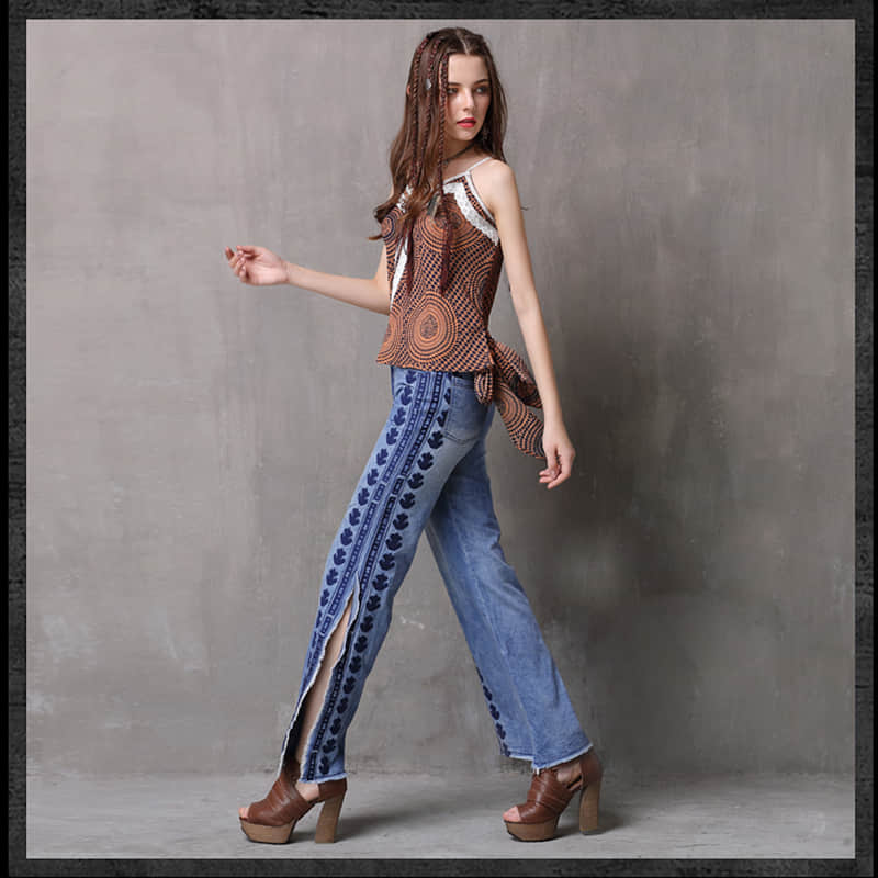 Printed chiffon blouse, retro bow lace small sling  | IFAUN