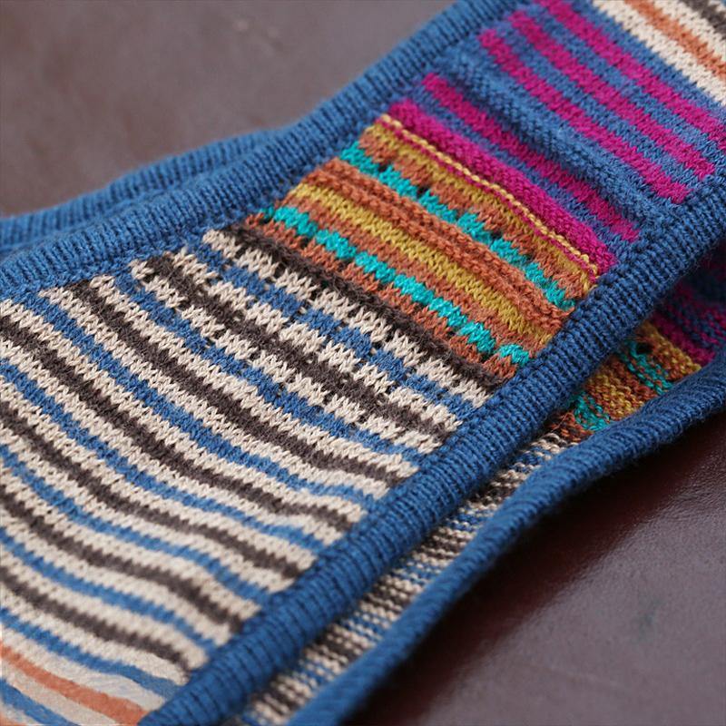 All-match stripe fashion sweater retro vest cotton and linen T-shirt  | IFAUN