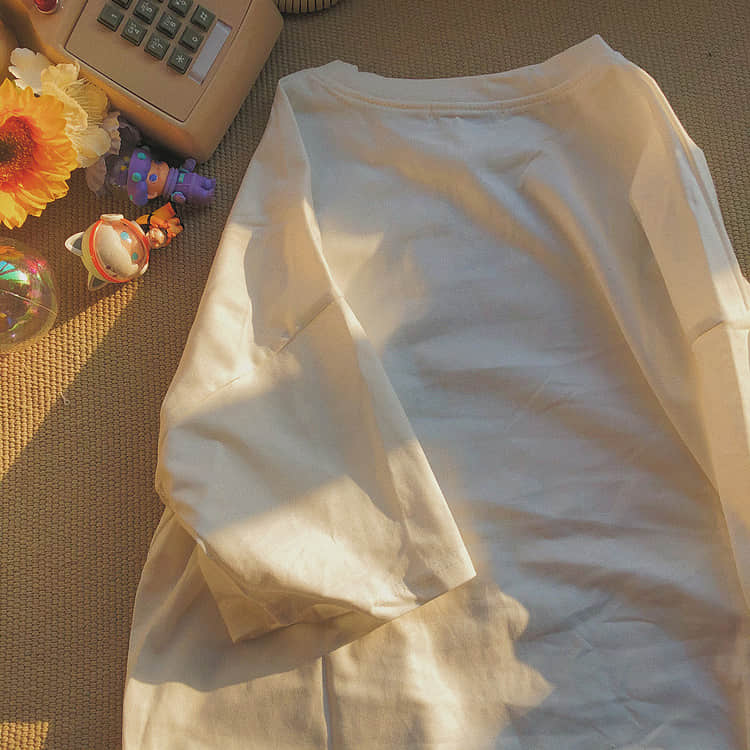 Kitty fun print short-sleeved loves T-shirt  | IFAUN