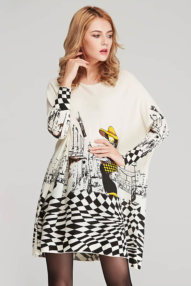 Women's plus size cartoon print pullover sweater  | IFAUN