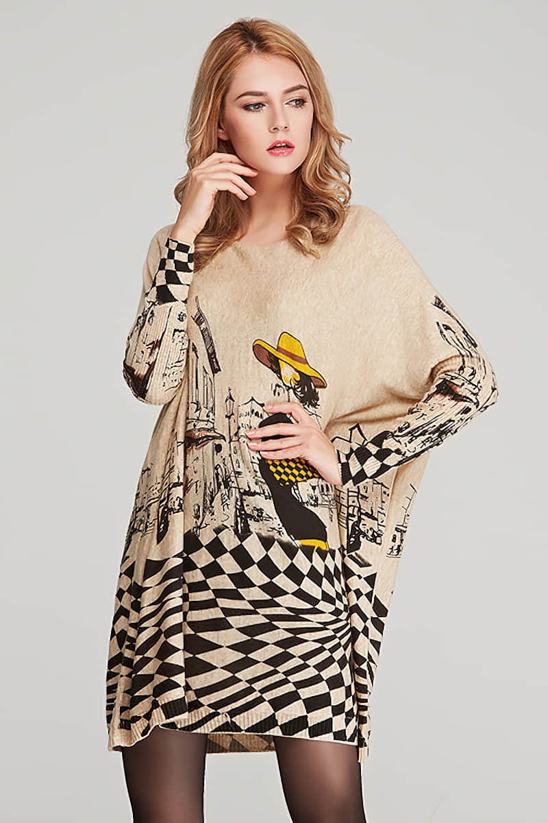 Women's plus size cartoon print pullover sweater  | IFAUN