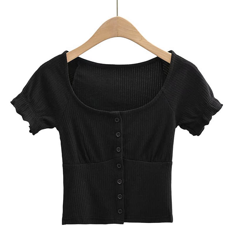 Women's round neck stitching short-sleeved T-shirt  | IFAUN
