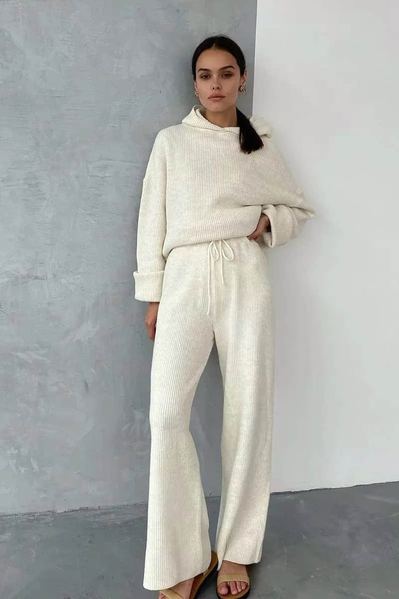 Two-piece fashion sports sweater suit women White / XL | IFAUN