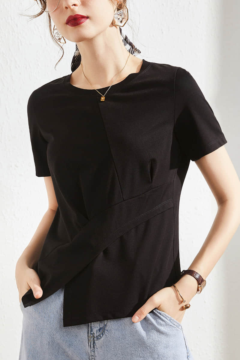 Fashion solid color split t-shirt Black / 3XL | IFAUN