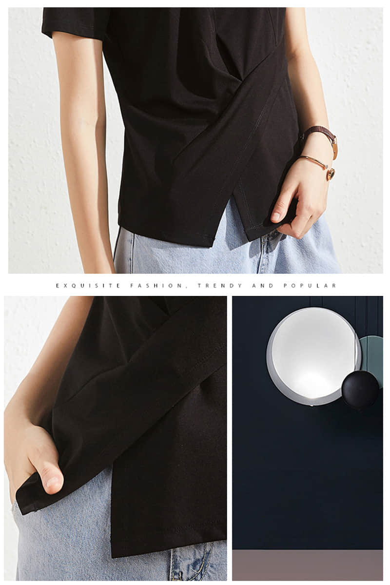 Fashion solid color split t-shirt  | IFAUN