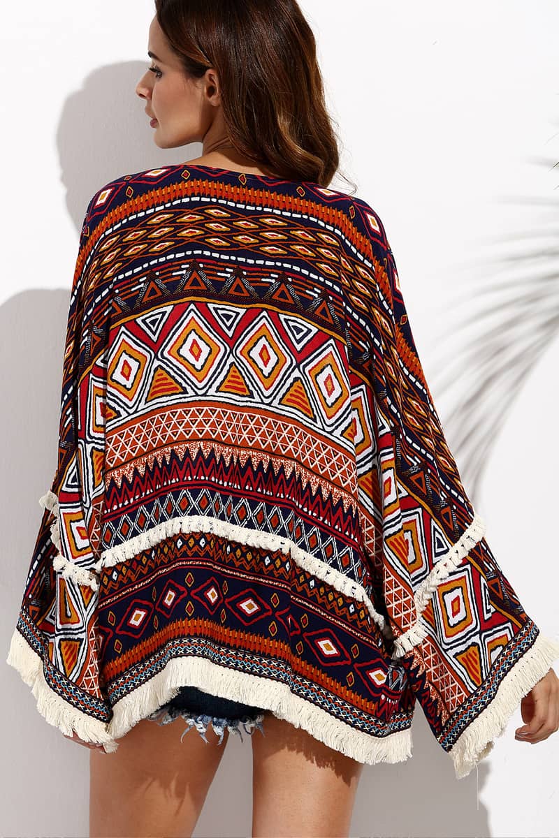 Shawl print cardigan top  | IFAUN